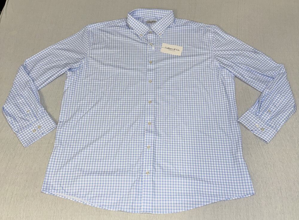Collars & Co Men APEX 3XL Blue Geometric AOP Long Sleeve Button Up Dress NWT